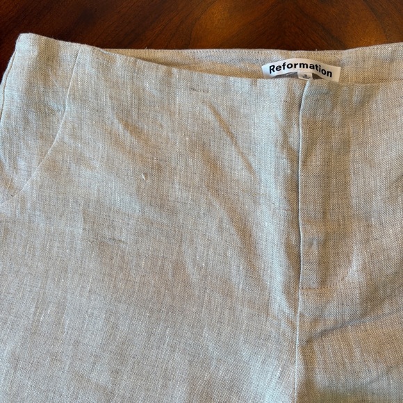 Reformation Linen Pants Vida Low Rise Oatmeal 2 - Picture 10 of 16